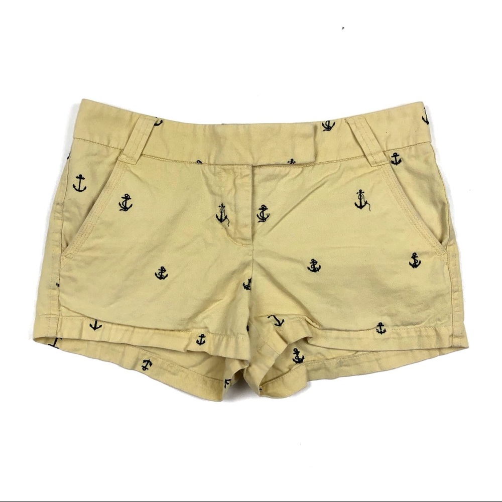 J Crew Factory 4 Yellow Navy Anchor Critter Shorts